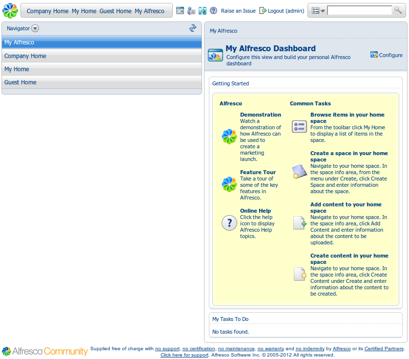 Alfresco hosting - mainpage