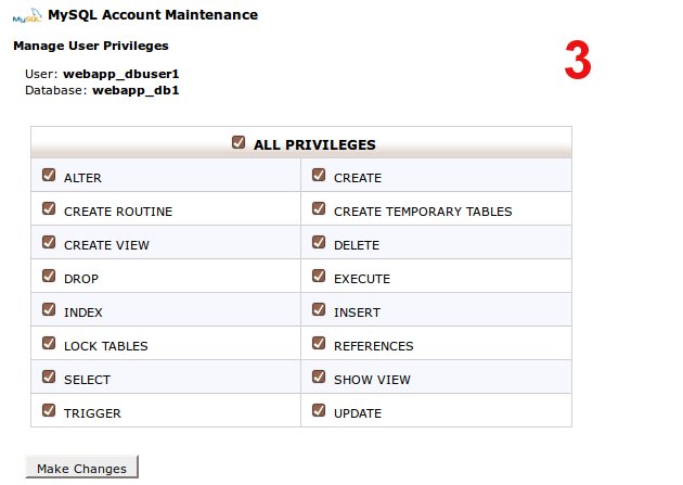 cpanel MySQL database privileges