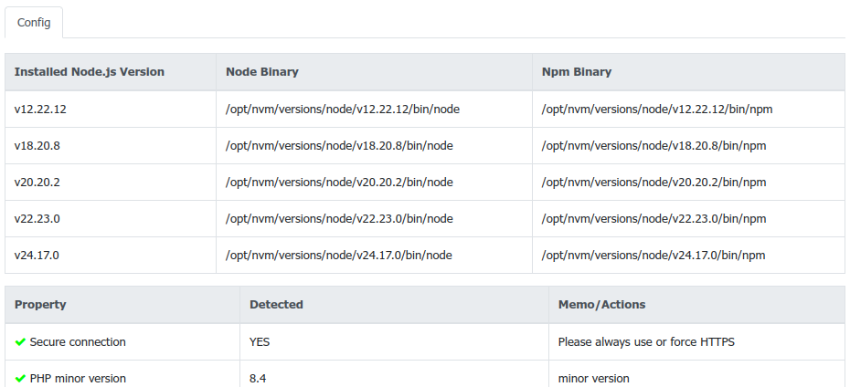DirectAdmin NodeJS Plugin - Configuration after NVM installation