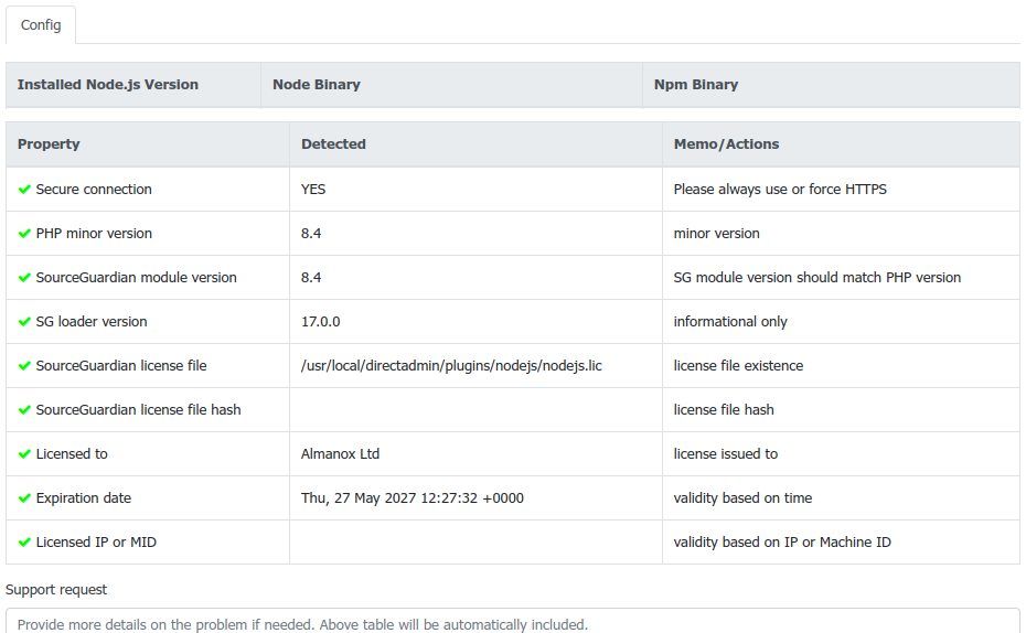 DirectAdmin NodeJS Plugin - Configuration before NVM installation