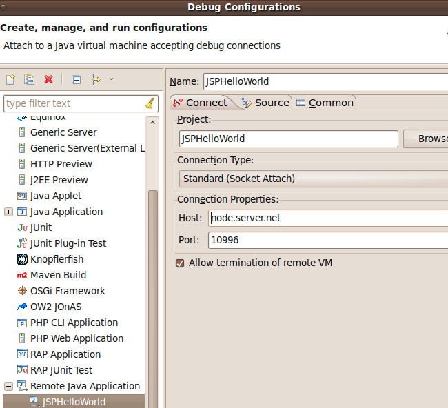 Remote Java debugging with Eclipse