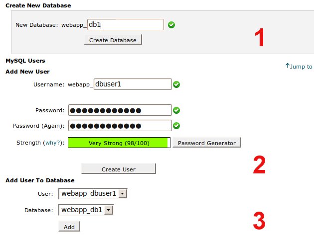 cpanel MySQL database creation